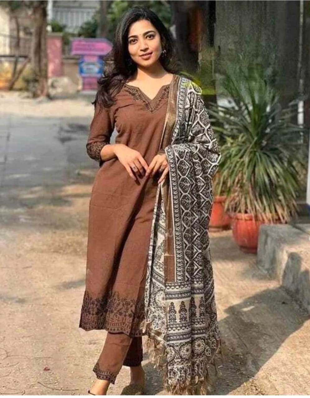 Pure cotton kurti pant dupatta set